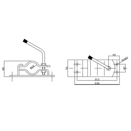 KIINNIKE 60MM HITSATTAVA - Nokkapyörän ja tukijalan kiinnikeet - 10297 - 2